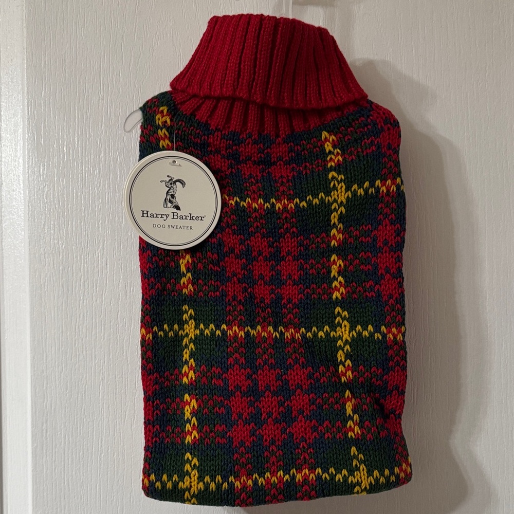 Harry Barker Holiday Cozy Red Knit Dog Sweater Sz L - Picture 5 of 8